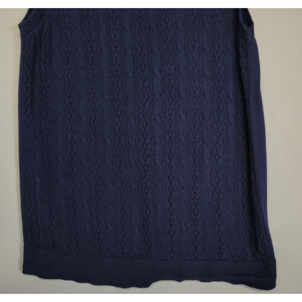 Sweater Vest Womens S Navy Blue Pointelle Knit Sleeveless Preppy Croft & Barrow - Picture 6 of 12